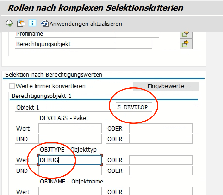 Rollen nach komplexen Selektionskriterien